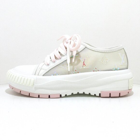 LOUIS VUITTON LV Squad Line Monogram Sneakers - White Light Pink 645-081825 - Picture 3 of 11